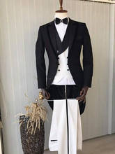 Handsome One Button Groomsmen Peak Lapel Groom Tuxedos Men Suits Wedding/Prom Best Man Blazer ( Jacket+Pants+Tie+Vest) 913 2024 - buy cheap