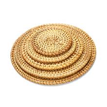 Round Woven Rattan Coaster Tea Cup Mat Insulated Dining Table Mug Pad Decoration Table Padding Cup Mats Kitchen Accessories tool 2024 - buy cheap