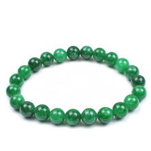 Pulsera de cuentas redondas de piedra semipreciosa Natural para hombre, pulsera de oración con amuleto de la suerte, Color verde, 6mm, 8mm, 10mm 2024 - compra barato