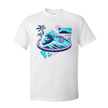 Vaporwave Pool T Shirts Men Great Wave Short Sleeve Designer T-shirt 100% Cotton Round Neck Mens TShirt Japan Style 2024 - buy cheap