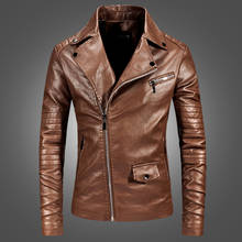 Jaqueta de couro casual masculina, elegante, justa, para motocicleta 2024 - compre barato