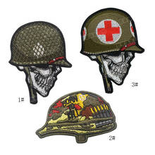 3d bordado remendo crânio soldado capacete moral táticas capítulo emblema pano adesivos fã do exército braçadeira ícone decoração de roupas 2024 - compre barato