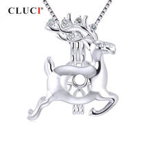 CLUCI-colgante de plata esterlina 925 para mujer, medallón colgante con forma de reno, perla, Navidad, SC341SB, 925 2024 - compra barato