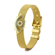 Wholesale High Quality Gold Color Stainless Steel Adjustable Bracelet Zirconia Evil Eye Rhinestone Watch Belt For Women Jewelry 2024 - buy cheap