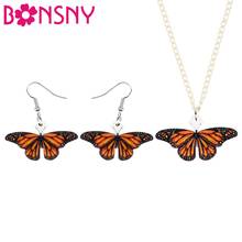 Bonsny Acrylic Monarch Butterfly Jewelry Sets Sweet Animal Insect Necklace Earrings For Women Kids Party Gifts Charm Decorations 2024 - buy cheap