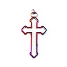 10 piezas de aleación de Color arcoíris para mujer, colgante Simple de Jesús, Cruz religiosa, accesorio de joyería artesanal, regalo 2024 - compra barato