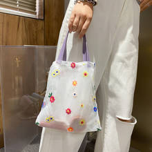 women handbag Tote bag  Embroidery flower Soft Open Korean ladylike handbags lovely shopping bag 2024 - buy cheap