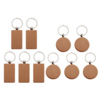 5 pçs em branco redondo porta-chaves chaveiro chaveiro para auto diy, feito de madeira 2024 - compre barato