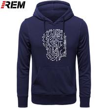 REM Knitted Cotton Casual LONG Sleeve Circuit Board Funny Print Men's Fashion Streetwear Cool For Men Hoodies, Sweatshirts 2024 - buy cheap
