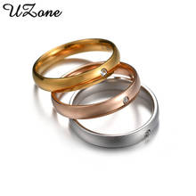 UZone-anillo de compromiso de acero inoxidable para mujer, sortija de boda lisa con un solo taladro, diseño clásico, los mejores regalos de moda 2024 - compra barato