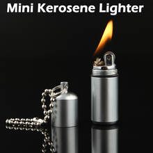 Открытый Мини Компактный Керосин Зажигалка брелок капсула бензиновая Зажигалка надутый брелок бензиновая Зажигалка светящаяся игрушка 2024 - купить недорого