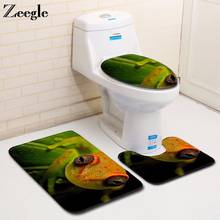 Zeegle Bathroom Mat Set Washable Bathroom Doormat Flannel Soft Foot Mat Anti Slip Toilet Pedestal Rug Foot Mat 3pcs Toilet Set 2024 - buy cheap