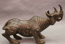 Voge gem s4685 8 "miniaturas, estatueta de bronze chinês tipo boi, rinocero, estátua, animais 2024 - compre barato