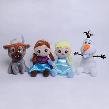 Bonecos de pelúcia frozen, desenhos animados da disney, 4 peças, para meninos e meninas, elsa, anna, olaf, brinquedos de pelúcia 2024 - compre barato