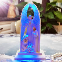 Estatua de la familia Jesús cristiano, adornos de resina, señor De Jesús, decoración del hogar con luz Led 2024 - compra barato