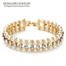 Neoglory de diamante de imitación de moda cuenta de perla simulada pulseras brazaletes para las mujeres de la marca de joyería de encanto 2020 nuevo de Greenp 2024 - compra barato