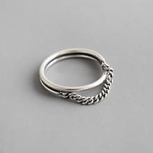 Anéis de prata esterlina para mulheres 100%, anel vintage de camada dupla, presente para melhores amigos, joia de prata bague femme 2024 - compre barato