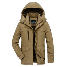 Casaco masculino de inverno com capuz, jaqueta tipo parca militar corta-vento 2024 - compre barato