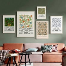 William Morris Mid Century Canvas Painting Museum Exhibition Poster Abstract Plants Flower Leaves Picture Wall Art Print Decor 2024 - buy cheap