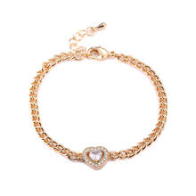 2020 Trendy Heart Bracelet Gold Color Link Chain Shiny Rhinestone Women's Jewelry Charm Bracelets For Best Friend Gift Браслеты 2024 - buy cheap