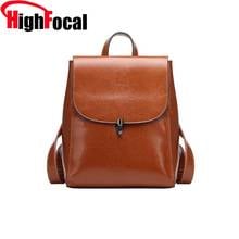 Brown Women Backpack Retro Genuine Leather Cowhide Layer Bag 2020 Female Fashion School Book Backpacks Travel Bags DropShipping 2024 - buy cheap