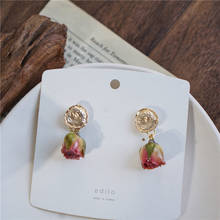 Vintage Rose Flower Charm Dangle Earrings Female Party Jewelry Fashion Geometric Statement Metal Drop Earrings Jewelry For Women 2024 - buy cheap