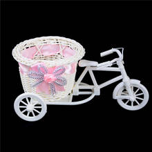 Flor artesanal vaso bikecycle/bicicleta cesta de flores decoração para casa vasos de plástico bicicleta arco de malha presente crianças 2024 - compre barato