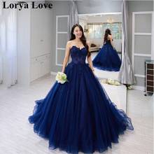 Elegant Prom Dresses For Women Formal Party Night Navy Blue Long Vestidos Gala 2020 New Sweetheart Neck Robes Long Evening Dress 2024 - buy cheap