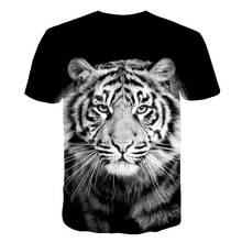 Мужские футболки с 3D принтом животных Тигр футболка с коротким рукавом Забавный дизайн повседневные футболки мужские футболки на Хэллоуин Азиатский Размер 6XL 2024 - купить недорого