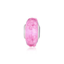 Fits pandora pulseira original 925 prata esterlina rosa flor murano vidro encantos contas para fazer jóias kralen bijoux 2024 - compre barato