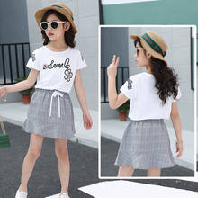 IENENS Summer Skirt Sets Girl Short Sleeves Clothes Suit Letter T-shirt + Skirt Set 4-13 Years Kids Child Clothing Outfit 2024 - buy cheap