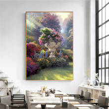 Arte abstrata pintura a óleo lona rosa flores posters e cópias decoração do jardim quadros de parede sala estar decoração 2024 - compre barato