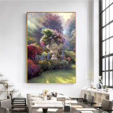 Abstract Art Oil Painting Canvas Pink Flowers Posters and Prints Garden Decoration Wall Pictures Living Room Decor 2024 - buy cheap