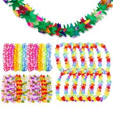 FENGRISE-collar de flores Hawaianas, artificial de guirnalda Lei Hawaiano, decoración Hawaiana de recuerdo de fiesta, decoración para fiesta hawaiana, 10 Uds. 2024 - compra barato