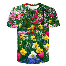 Tulip Rose Flower t shirt mens Streetwear New Summer 3D Print  Men Fashion Harajuku t-shirt Funny Hip-hop Casual Tops XXS-6XL 2024 - buy cheap