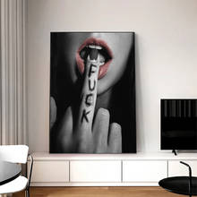 Пикантные женские туфли с рисунком в виде губ с палец холст картины, рутая девочка художественные плакаты и принты Черный и белый настенные картины для Домашнего Дизайна номер Декор 2024 - купить недорого