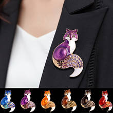 XKZM-broches de zorro con diamantes de imitación para mujer, broche de Animal esmaltado, 6 colores disponibles, diseño de invierno, joyería para abrigo 2024 - compra barato