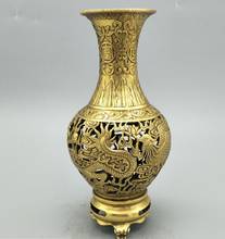 Vaso decorativo de cobre para sala de estar, ornamento vazado de vaso de dragão e fênix 2024 - compre barato