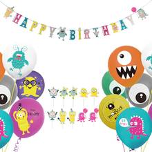 Decoração para festa de aniversário do pequeno monstro, kit de balões, para chá de bebê, meninos, primeiros, happy birthday, guirlanda, topo de cupcake 2024 - compre barato