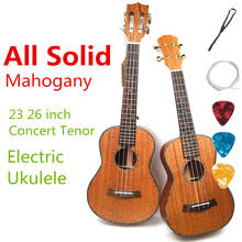 Ukelele acústico eléctrico de concierto, Tenor de 23 y 26 pulgadas, todas las cuerdas de caoba lisa, 4 cuerdas, Ukelele, Guitarra artesanal 2024 - compra barato