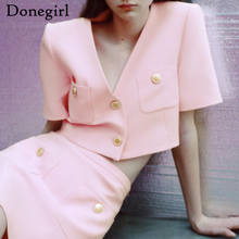 New Women Sets 2 Pcs Za 2021 Pink Short Sleeve Cropped Blazer Suits With Shorts Office Elegant Summer High Waist Mini Skort 2024 - buy cheap
