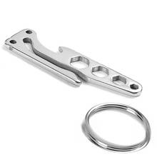 Korean Fashion New EDC Bottle Opener Keychain Gadget Multi-function Outdoor Pocket Tool Pry Bar Hex Key Wrench Stainless Steel 2024 - buy cheap