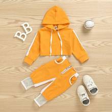 Toddler Baby Girls Sport Clothes Hooded Crop Tops Sweatshirt Zipper Mesh Pants Tracksuit Casual Outfit Set 2024 - buy cheap