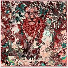 90cm Jungle Lion High Quality Silk Square Scarf Women Shawl Brand Hijab Scarf Design Bandana Hand Rolled Foulard Head Scarves 2024 - buy cheap