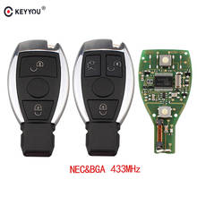 Keyyou-controle remoto para chave de carro, 433mhz, 2 ou 3 botões, transmissor de chave inteligente, para mercedes benz anos suporta 2000, nec e bga 2024 - compre barato