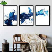 Watercolour Blue Paint Abstract Art Canvas Paintings Scandinavian Posters and Prints Wall Pictures for Living Room Home Decor 2024 - buy cheap