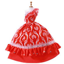 1 шт. белое цветочное красное платье для куклы Барби наряды свадебное платье танцевальный костюм для кукол Барби 1/6 BJD Детские и детские игрушки 2024 - купить недорого