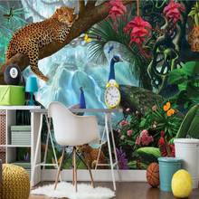 mural   Wallpaper Tree branches Leopard Kids Room TV Background Wallpaper Mural papel de parede3D  3d photo wallpaper nature 2024 - buy cheap