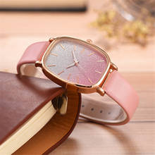 Quartz Watch Starry Sky Square Dial Alloy Wacth for Women Leather Strap Solid Color Ladies Casual Wristwatch Montre Femme 2024 - buy cheap