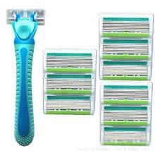 6-Layer Blades Razor (1 Handle+10 Blades) Portable Mini Pro Women Female Razor for Unwanted Body Face Leg Bikini Hair Removal 2024 - buy cheap